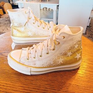Converse Chuck Taylor Gold Star High Top Sneakers Platform Womens 7